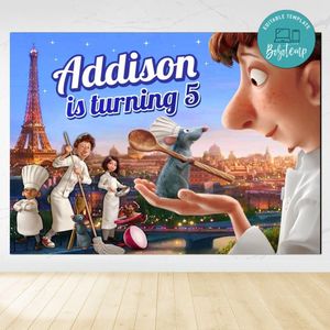 Ratatouille Birthday Backdrop Digital File Template Instant Download