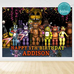 Five Nights at Freddy's Birthday Backdrop Digital File Template Instant Download