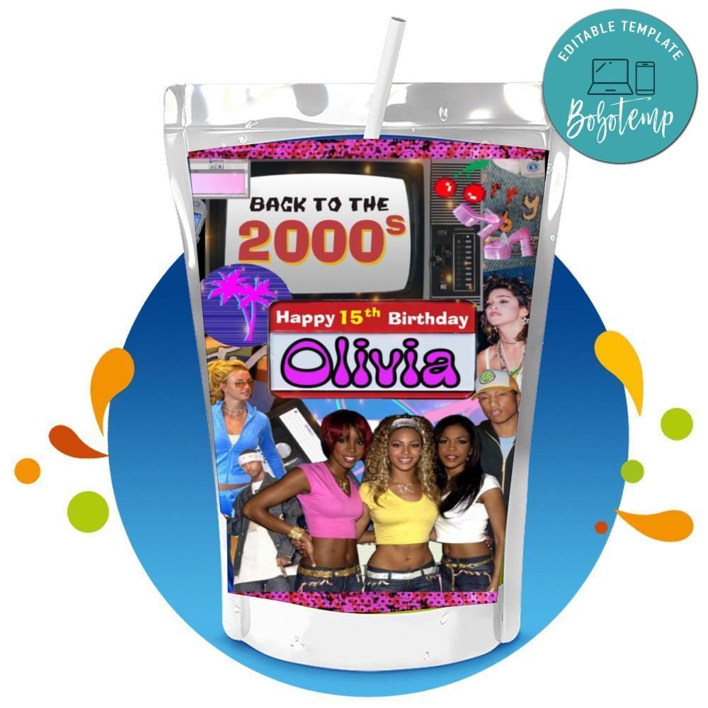 Early 2000s Capri Sun Birthday Label Digital File Printable Instant Download