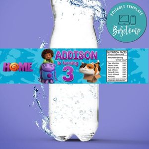 Boov Birthday Water Bottle Label Template to Print at Home Instant Download