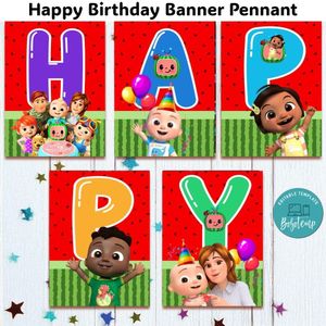 Cocomelon Banner Pennant Digital File Template Instant Download