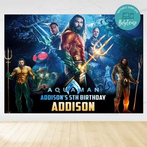 Aquaman 2 Birthday Backdrop Digital File Template Instant Download