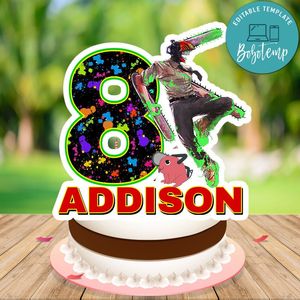 Chainsaw man Birthday Cake Topper Template Printable Instant Download