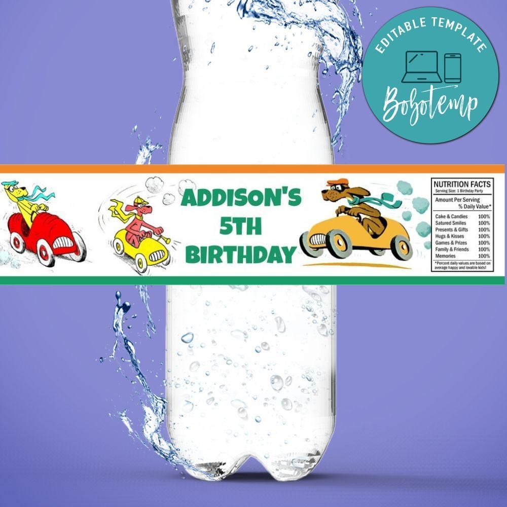 Go dog go Birthday Water Bottle Label Template to Print at Home Instant Download