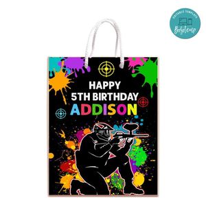 Paintball Gift Bag Label Template Printable Instant Download
