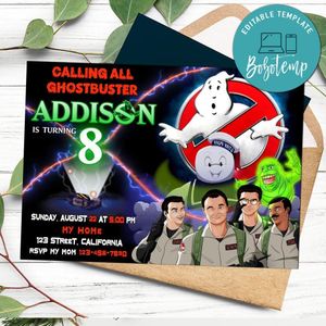 Ghostbusters Birthday Flyer Customizable Template to Print at Home Instant Download