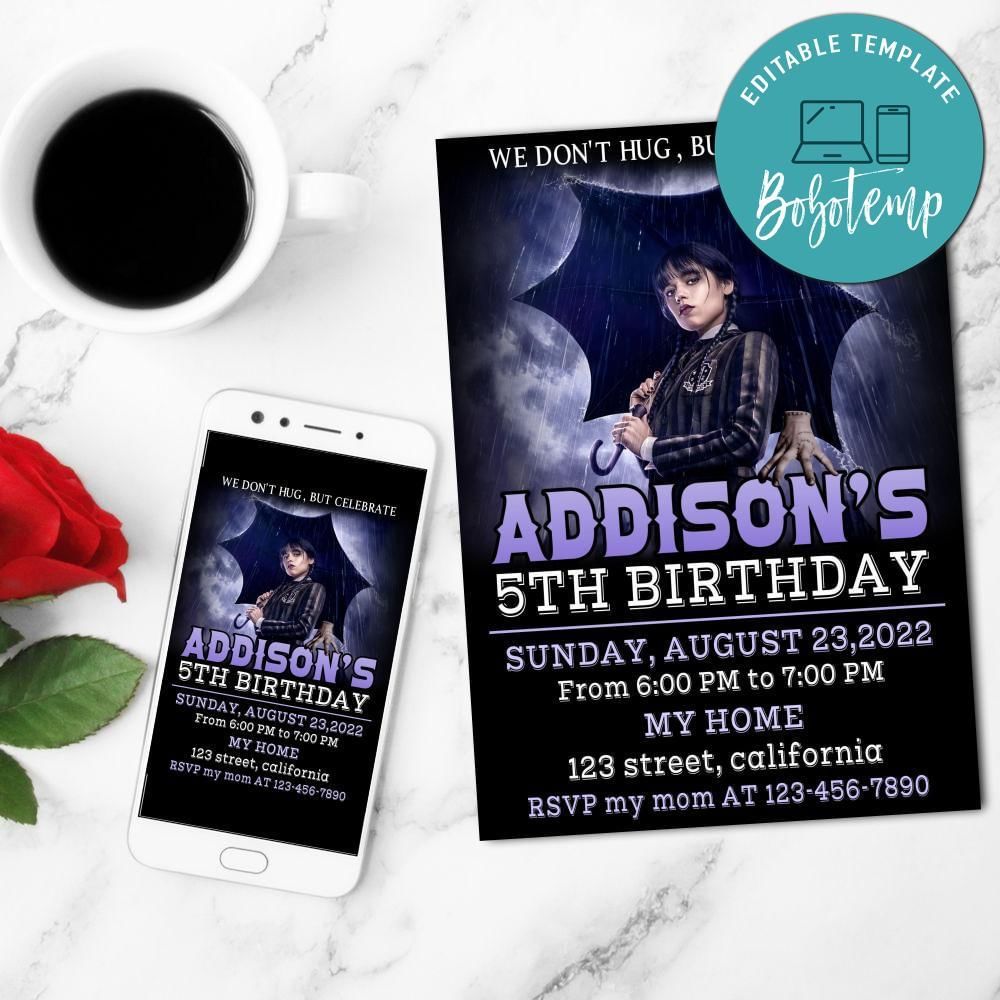 Wednesday Mobile Invite Customizable Template Instant Download