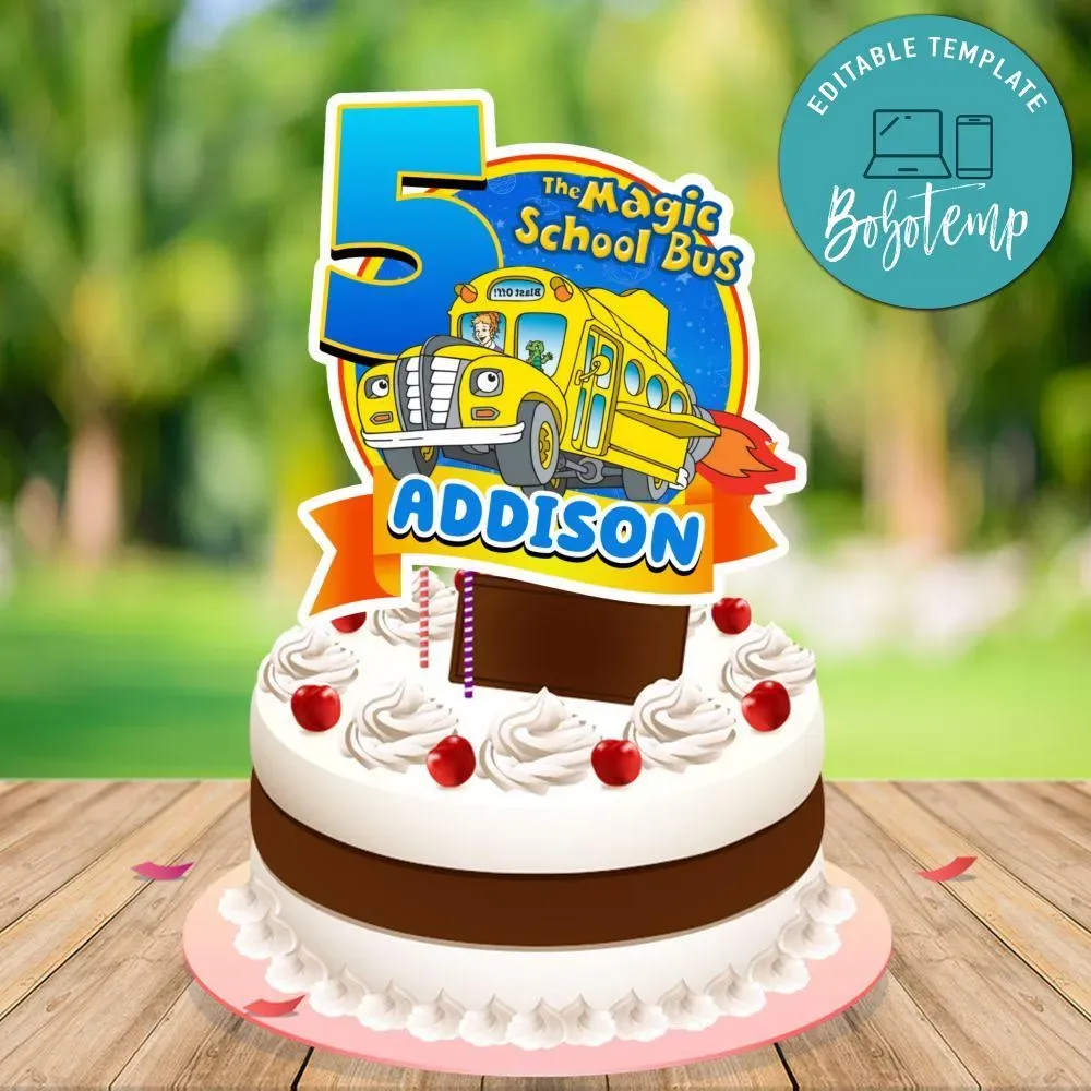 Magic School Bus Birthday Cake Topper Template Printable | Bobotemp Shop
