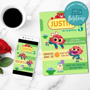 Paprika Twins Mobile Invite Customizable Template Instant Download