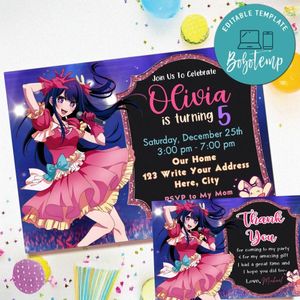 Oshi No Ko Invitation Template Free Thank You Card Printable