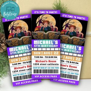 Hocus Pocus Ticket Invitation Customizable Template Instant Download