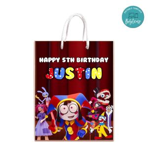 Digital Circus Gift Bag Label Template Printable Instant Download