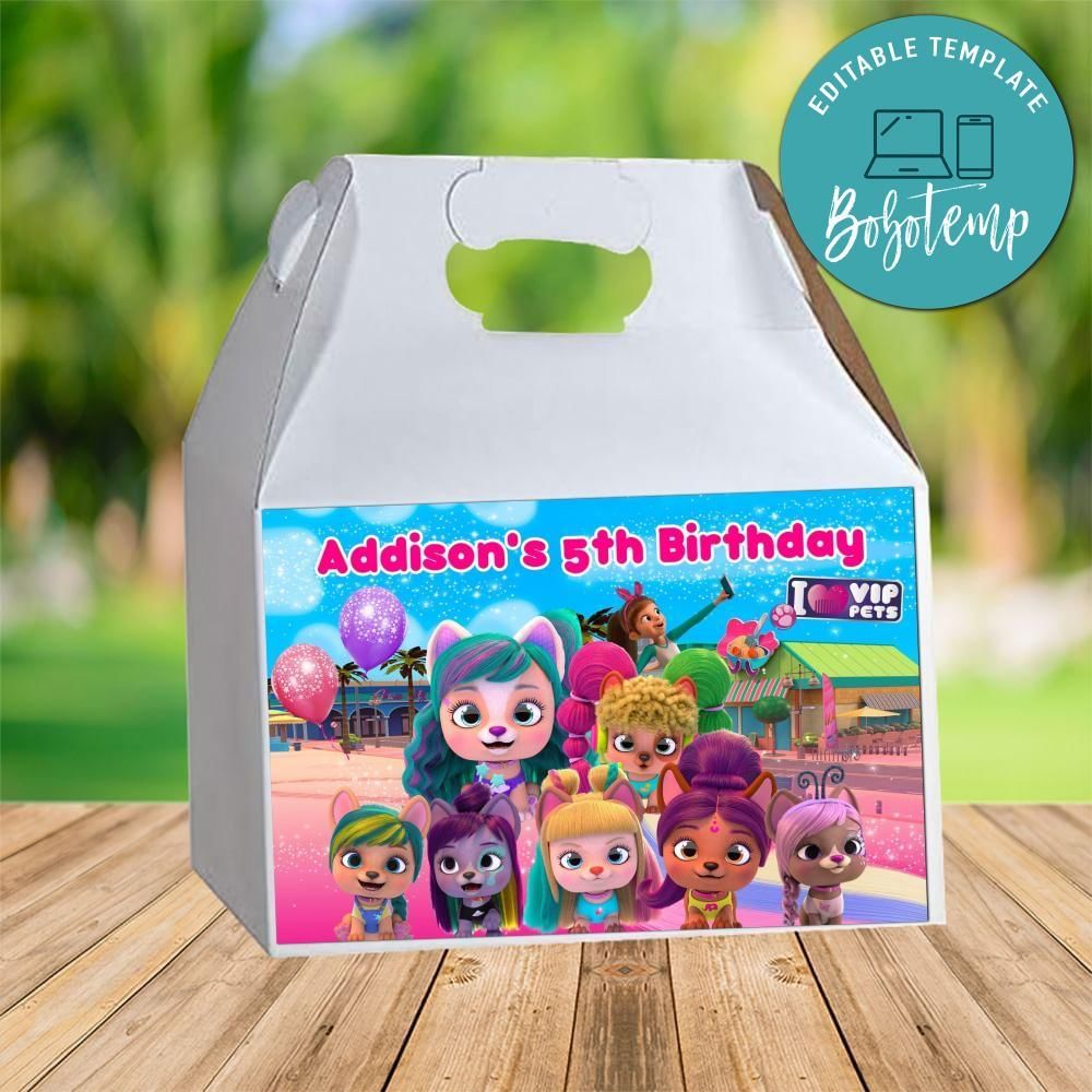 I Love Vip Pets Gable Box Digital File Printable Instant Download