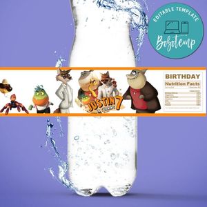 The Bad Guys Birthday Water Bottle Label Template to Print at Home Instant Download