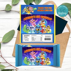 Paw Patrol Mighty Pups Candy bar Label Customizable Template Instant Download