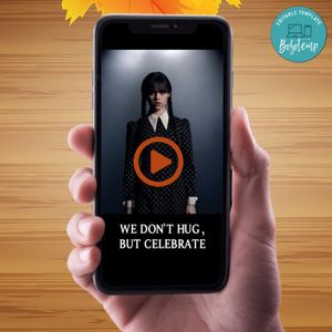 Wednesday Birthday Video Invitation Digital Template Customizable Instant Download