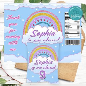 Cloud Nine Birthday Party Chip Bag Digital File Printable Instant Download