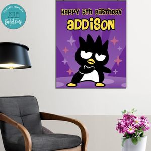 Badtz Maru Birthday Poster Digital File Printable Instant Download