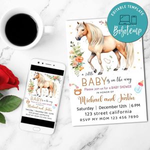 Horse Baby Shower Invitation Template  Printable