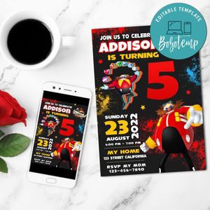 Dr Eggman Invitation Customizable Template to Print at Home Instant Download