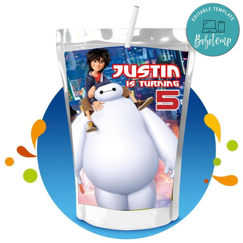 Big hero 6 Capri Sun Birthday Labels Digital File Printable Instant Download