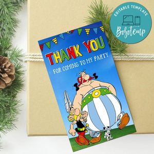 Asterix And Obelix Thank You Tag Customizable Template To Print At Home Instant Download