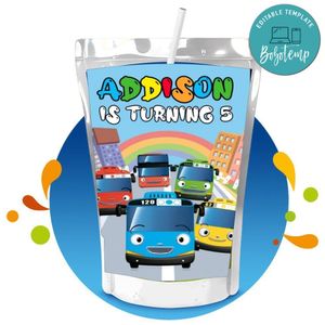 Tayo Capri Sun Birthday Labels Digital File Printable Instant Download