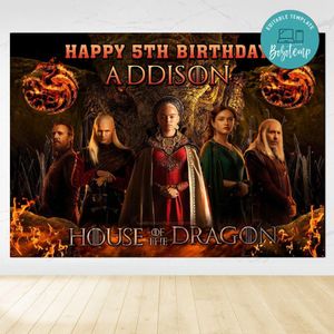 House Of The Dragon Birthday Backdrop Digital File Template Instant Download