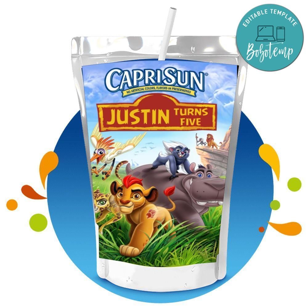 The lion guard Capri Sun Birthday Labels Digital File Printable Instant Download