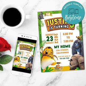 The Jungle Bunch Birthday Flyer Customizable Template to Print at Home Instant Download