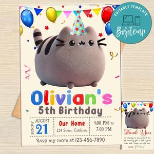 Cat Invitation Template Free Thank You Card Printable