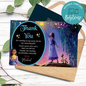 Wish Disney Thank you card Customizable Template to Print at Home Instant Download
