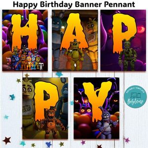 Five Nights Banner Pennant Digital File Template Instant Download