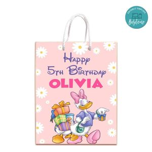 Daisy Duck Gift Bag Label Template Printable Instant Download