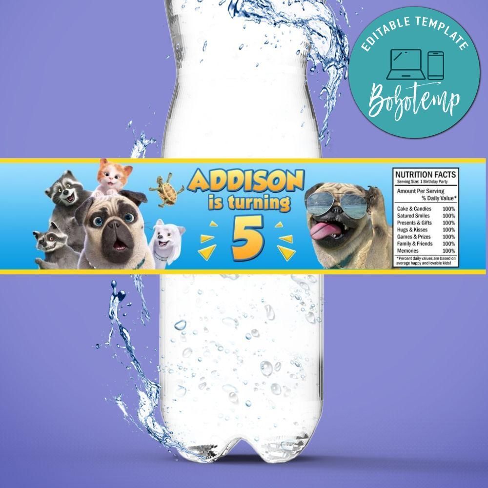 Mighty mike Birthday Water Bottle Label Template to Print at Home Instant Download