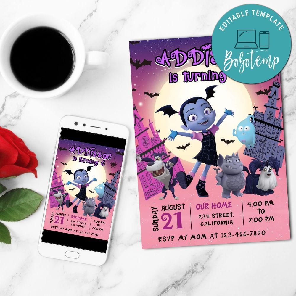 Vampirina Invitation Customizable Template to Print at Home Instant Download