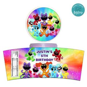 Smiling Critters Cotton Candy Label Template To Print At Home Instant Download