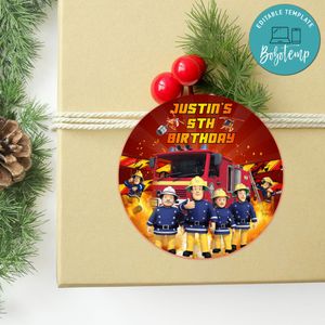 Fireman Sam Circle Sticker Template Customizable To Print At Home Instant Download