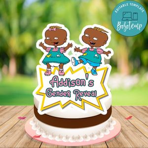 Phil and lil Gender Reveal Cake Topper Template Printable Instant Download