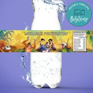 The jungle book Birthday Water Bottle Label Template to Print at Home Instant Download