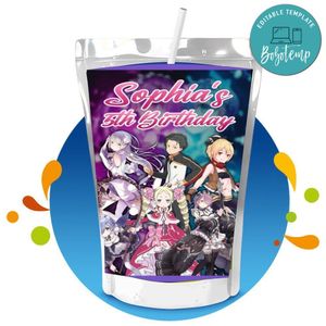 Re:Zero Capri Sun Birthday Labels Digital File Printable Instant Download