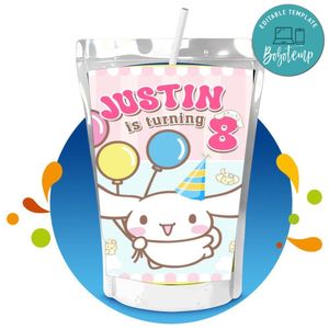 Cinnamoroll Capri Sun Birthday Labels Digital File Printable Instant Download