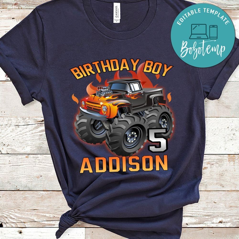 Monster truck Birthday Boy PNG file template