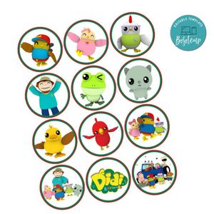 Didi And Friends Cupcake Toppers Template Printable Instant Download