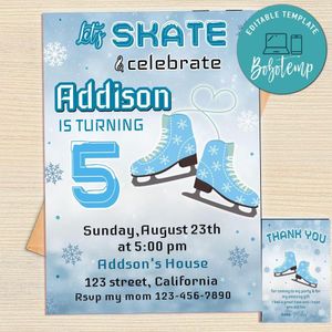 Ice Skating Invitation Template Free Thank You Card Printable