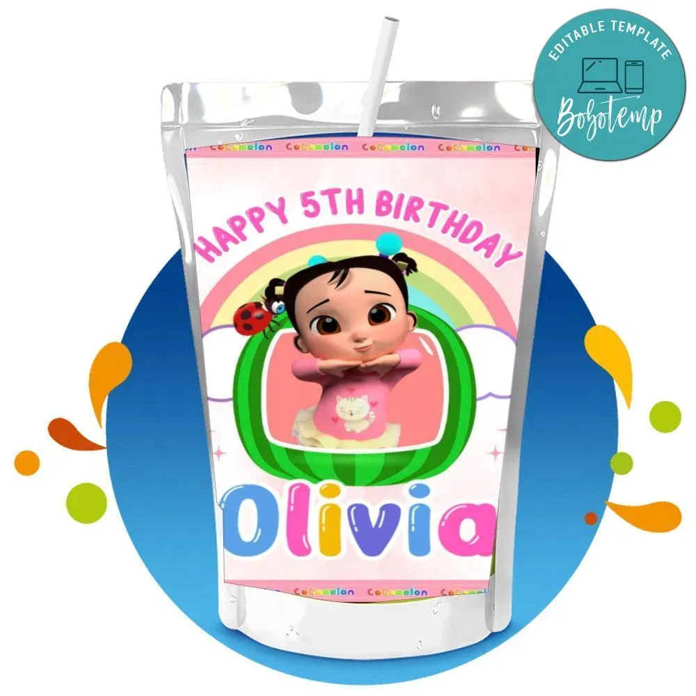 Cece cocomelon Capri Sun Birthday Digital File Printable | Bobotemp Shop