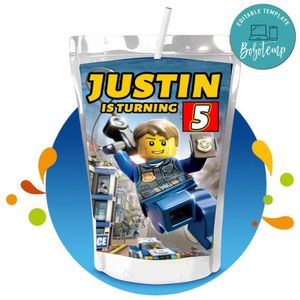 Lego City Capri Sun Birthday Labels Digital File Printable Instant Download