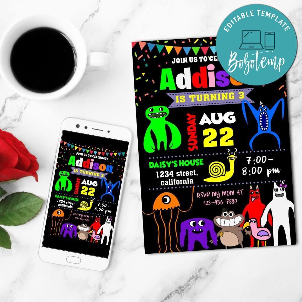 Garden Of Banban Mobile Invite Customizable Template Instant Download