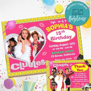 Clueless Invitation Template Free Thank You Card Printable