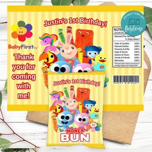 Baby First Tv Honeybun Snack Bag Digital File Printable Instant Download